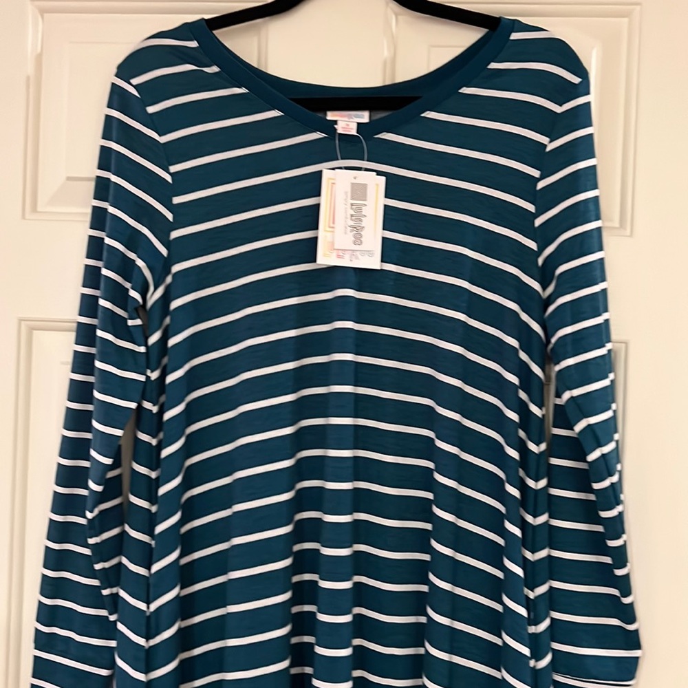 BRAND NEW LuLaRoe SMALL Emily Swing Dress <Blue and White